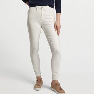 NWT Peter Millar Karlie Stretch Sateen High Rise Pant, White, Size 6